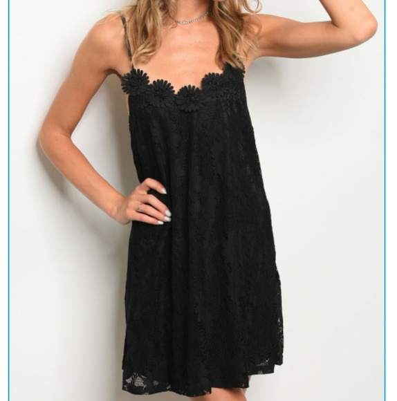 Love Riche Dresses & Skirts - Black lace embroidered flower dress